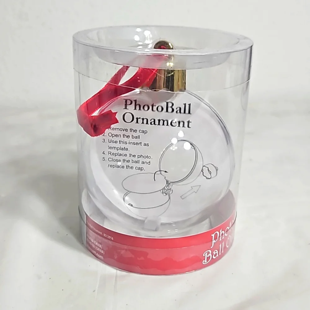 NIB clear create your own photo christmas plastic ornament